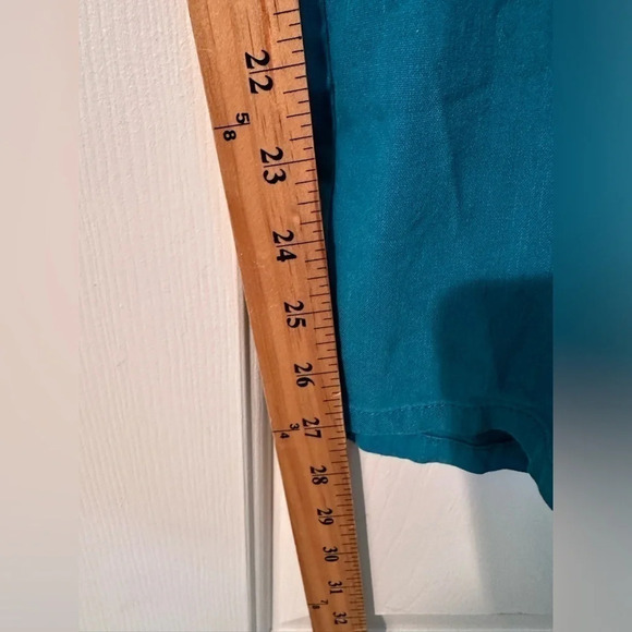 NWT KUT from the Kloth Sandra Smocked Waist Linen Blend Pant XXL Teal Cerulean - Picture 10 of 12